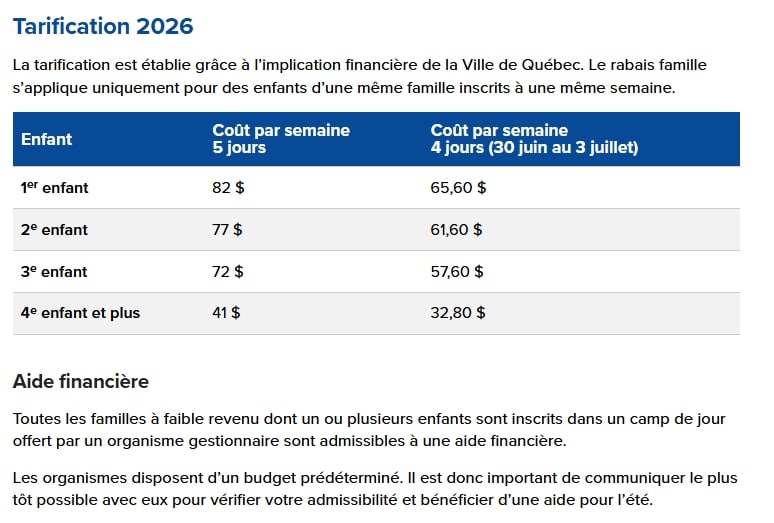 Tarifications 2026